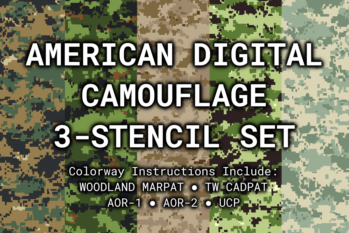 American Digital Camouflage Reusable 3-Stencil Set Rattler Innovations LLC