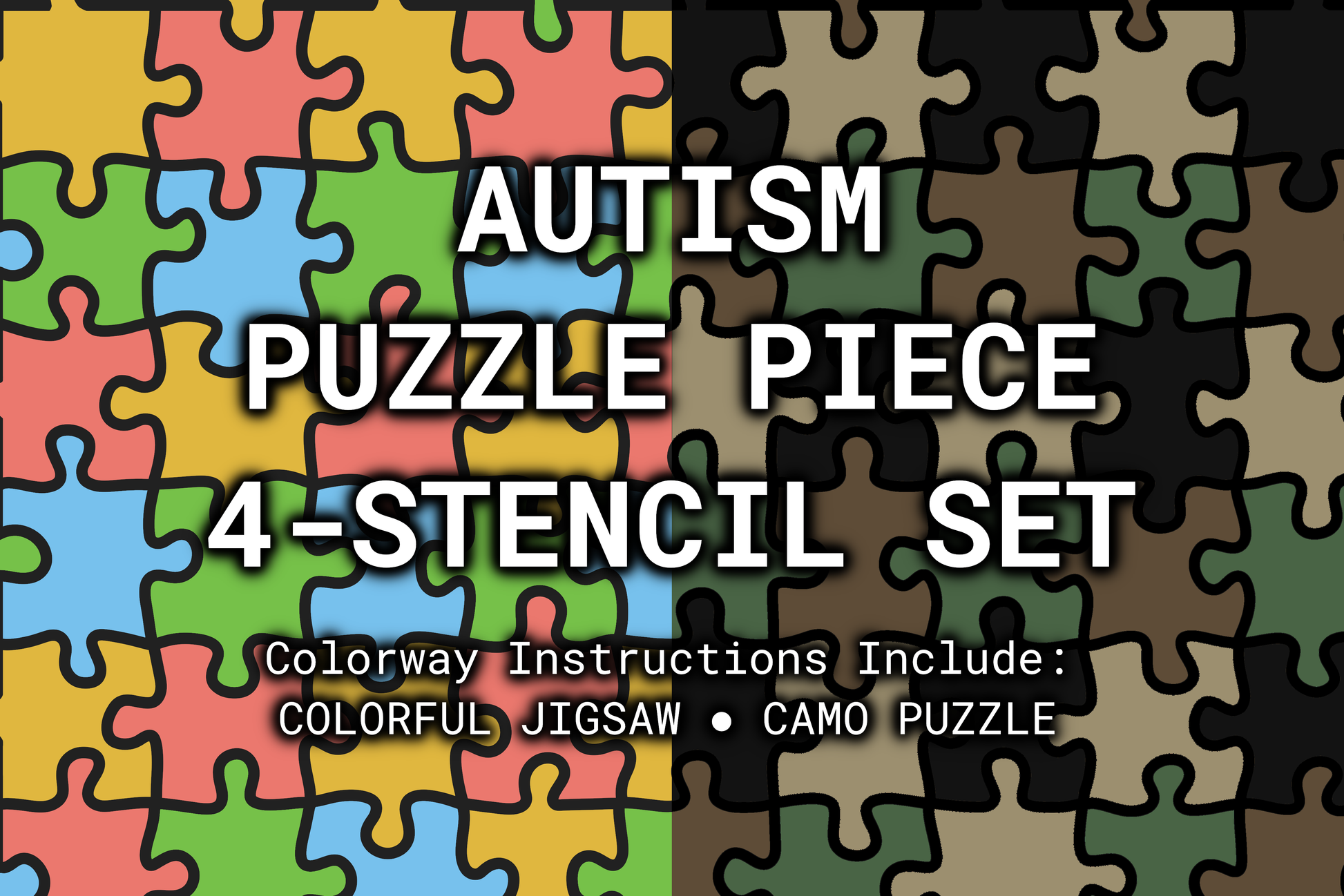 [PRE-ORDER] Autism Puzzle Piece Reusable 4-Stencil Set Rattler Innovations LLC