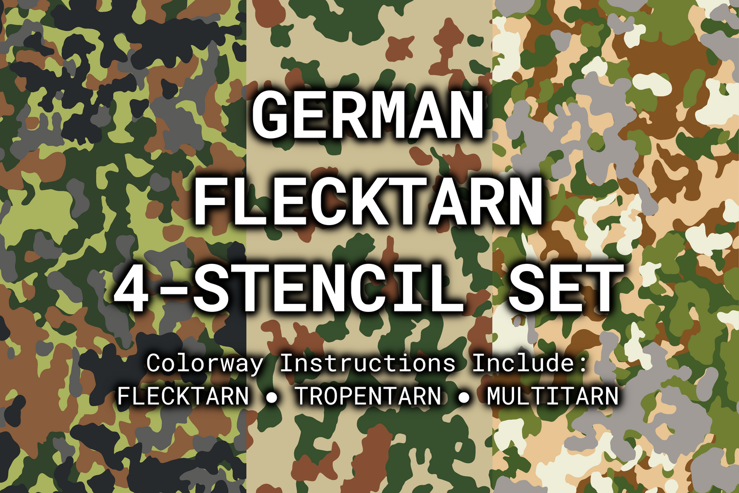 German Flecktarn Reusable 4-Stencil Set Rattler Innovations LLC
