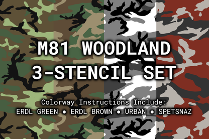M81 Woodland Reusable 3-Stencil Set Rattler Innovations LLC