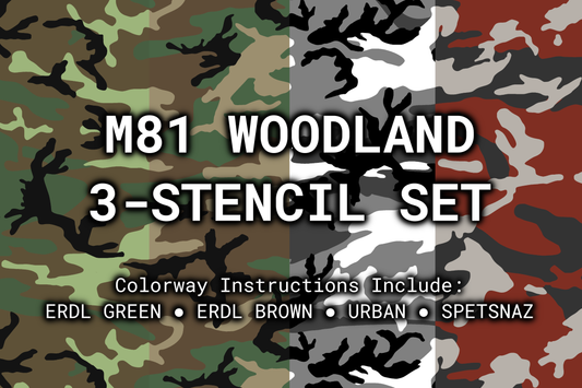 M81 Woodland Reusable 3-Stencil Set Rattler Innovations LLC