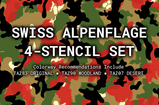 Swiss Alpenflage Reusable 4-Stencil Set Rattler Innovations LLC