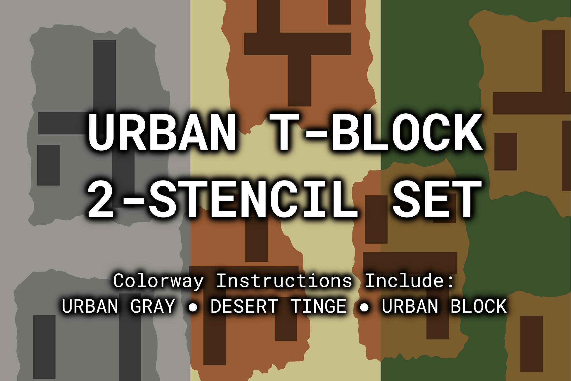 Urban T-Block Reusable 2-Stencil Set Rattler Innovations LLC