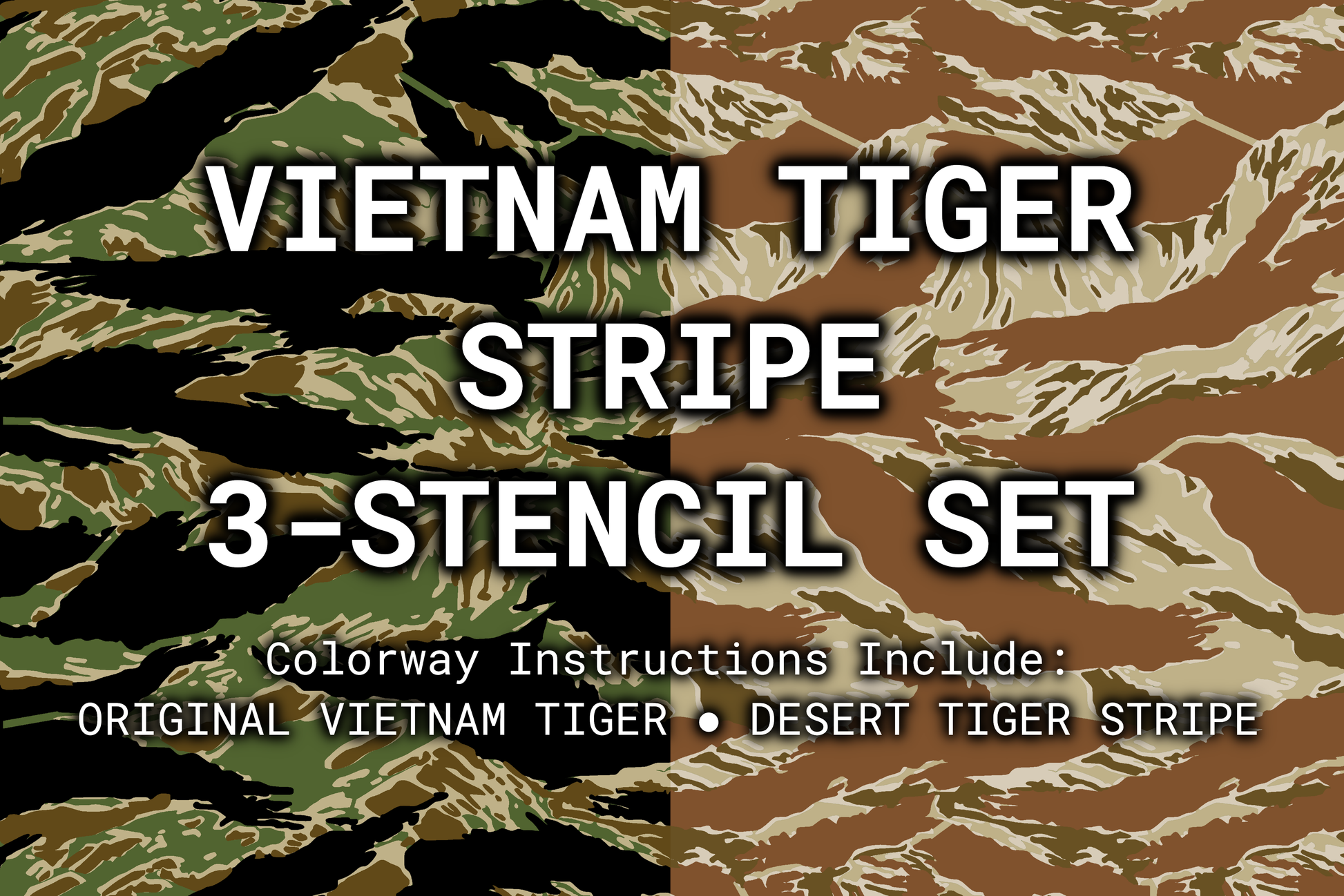 Vietnam Tiger Stripe Reusable 3-Stencil Set Rattler Innovations LLC
