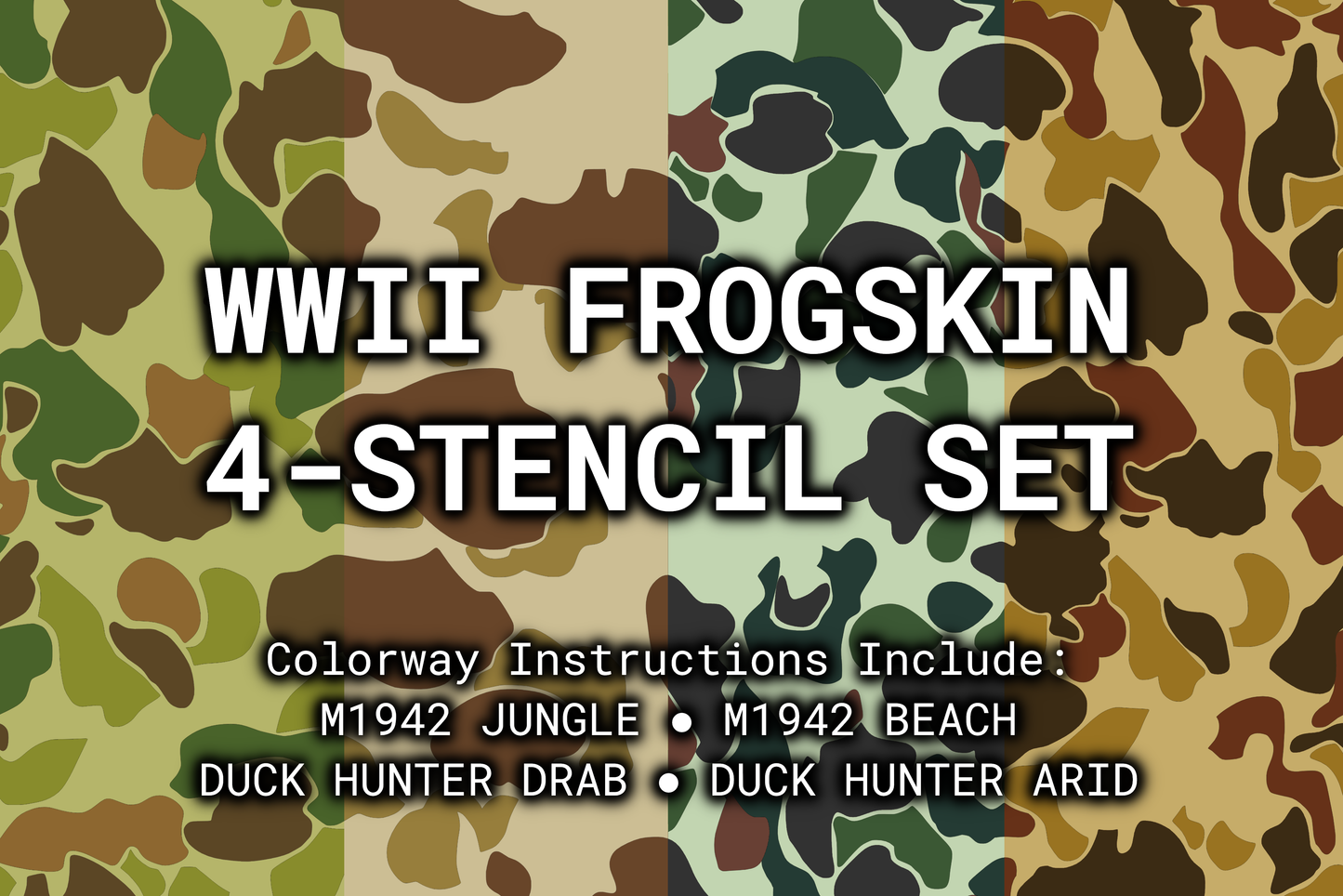 WWII Frogskin Reusable 4-Stencil Set Rattler Innovations LLC