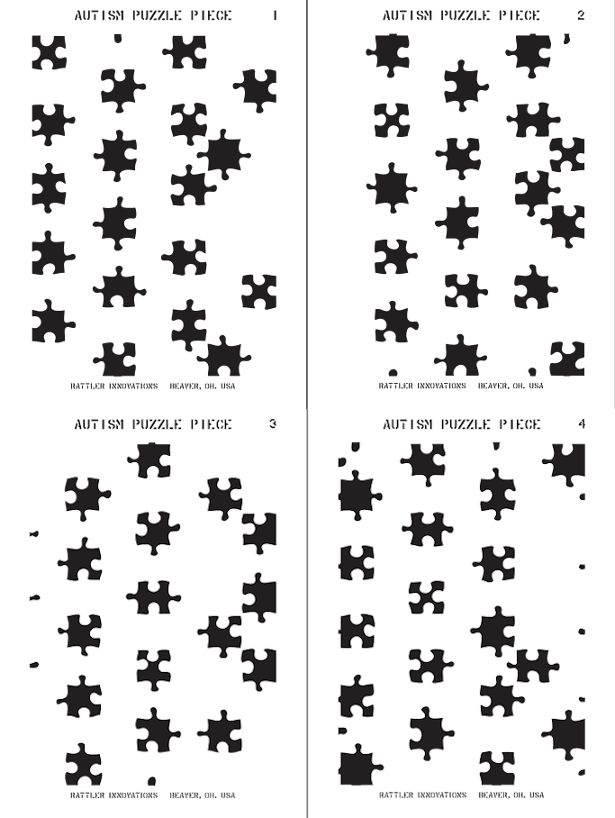 [PRE-ORDER] Autism Puzzle Piece Reusable 4-Stencil Set Rattler Innovations LLC