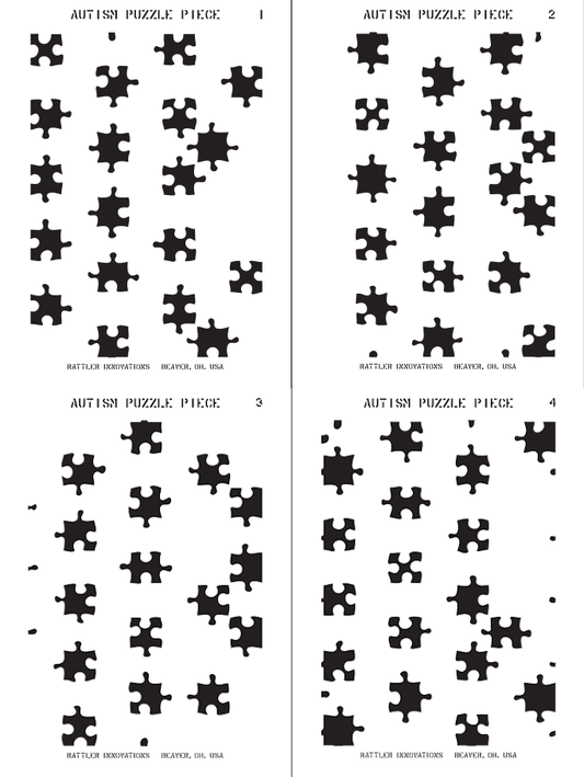 [PRE-ORDER] Autism Puzzle Piece Reusable 4-Stencil Set Rattler Innovations LLC