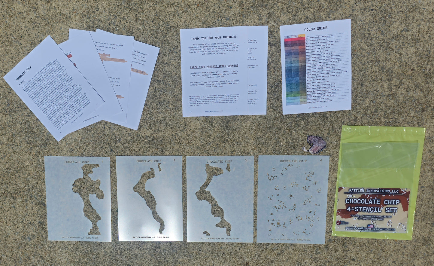 Chocolate Chip Reusable 4-Stencil Set Rattler Innovations LLC